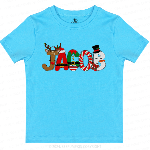 Personalized Christmas Colorful Monogram Toddler&Kids Tees 