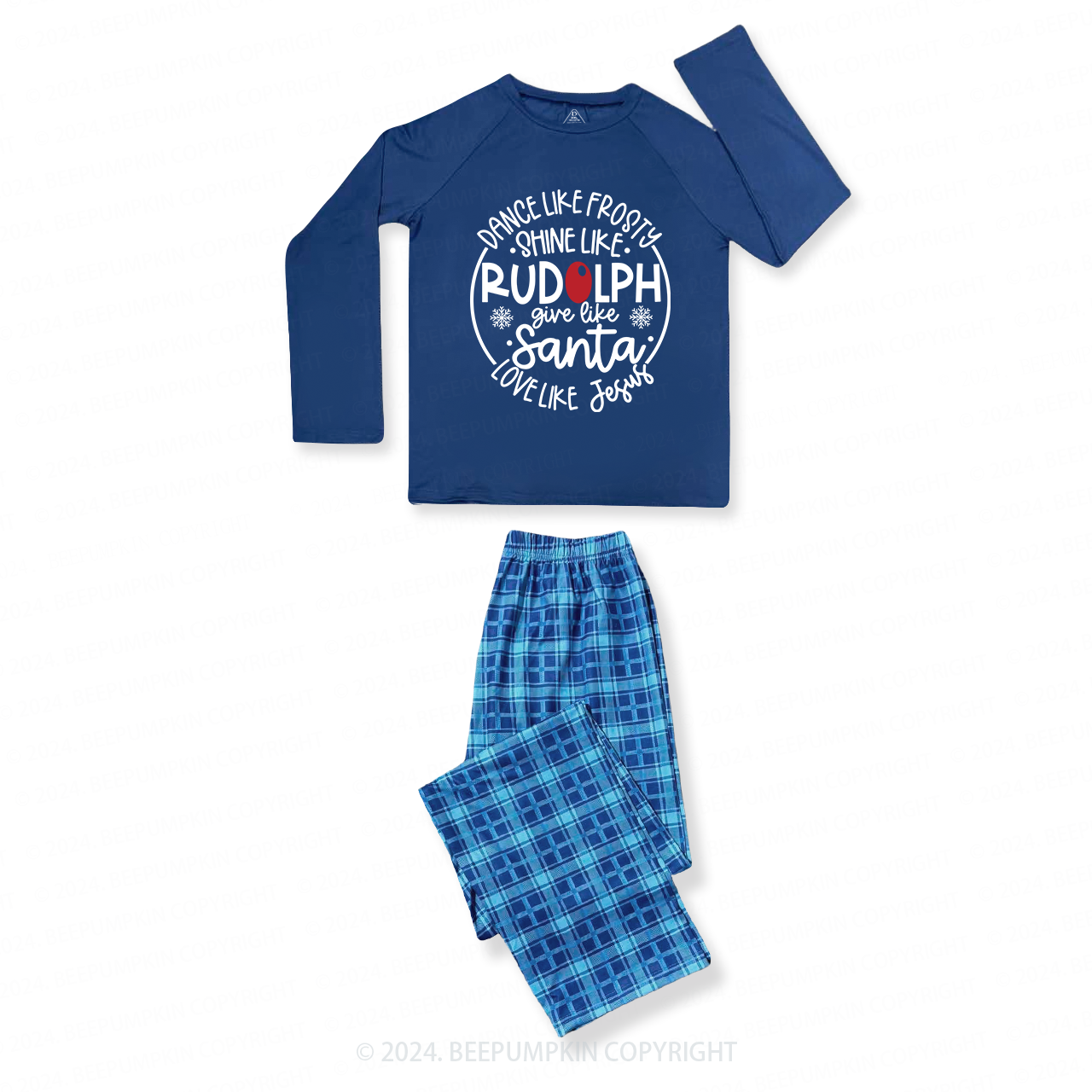 Give Like Santa Christmas Family Matching Blue Pajamas Beepumpkin