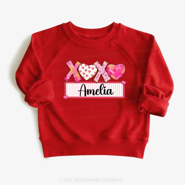Personalized Xoxo Name Valentine Kid's Sweatshirt