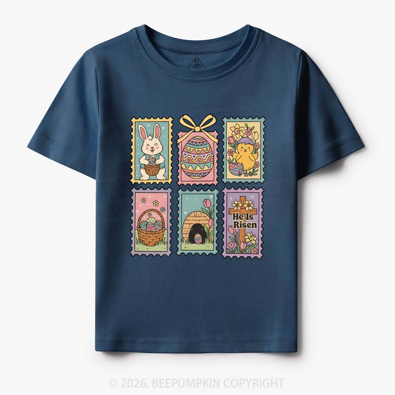 He Is Risen Easter Stamp Toddler&Kid's Tees