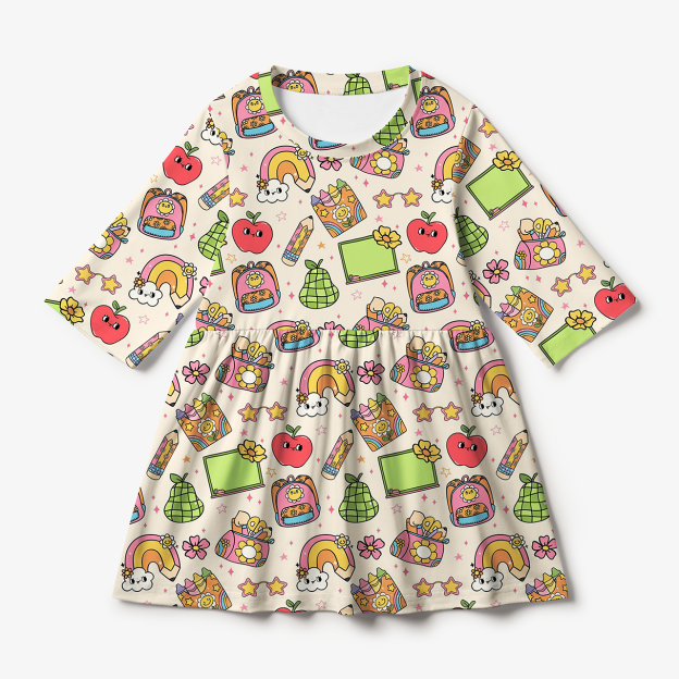 Flower Crayons All Over Print Kids Dress