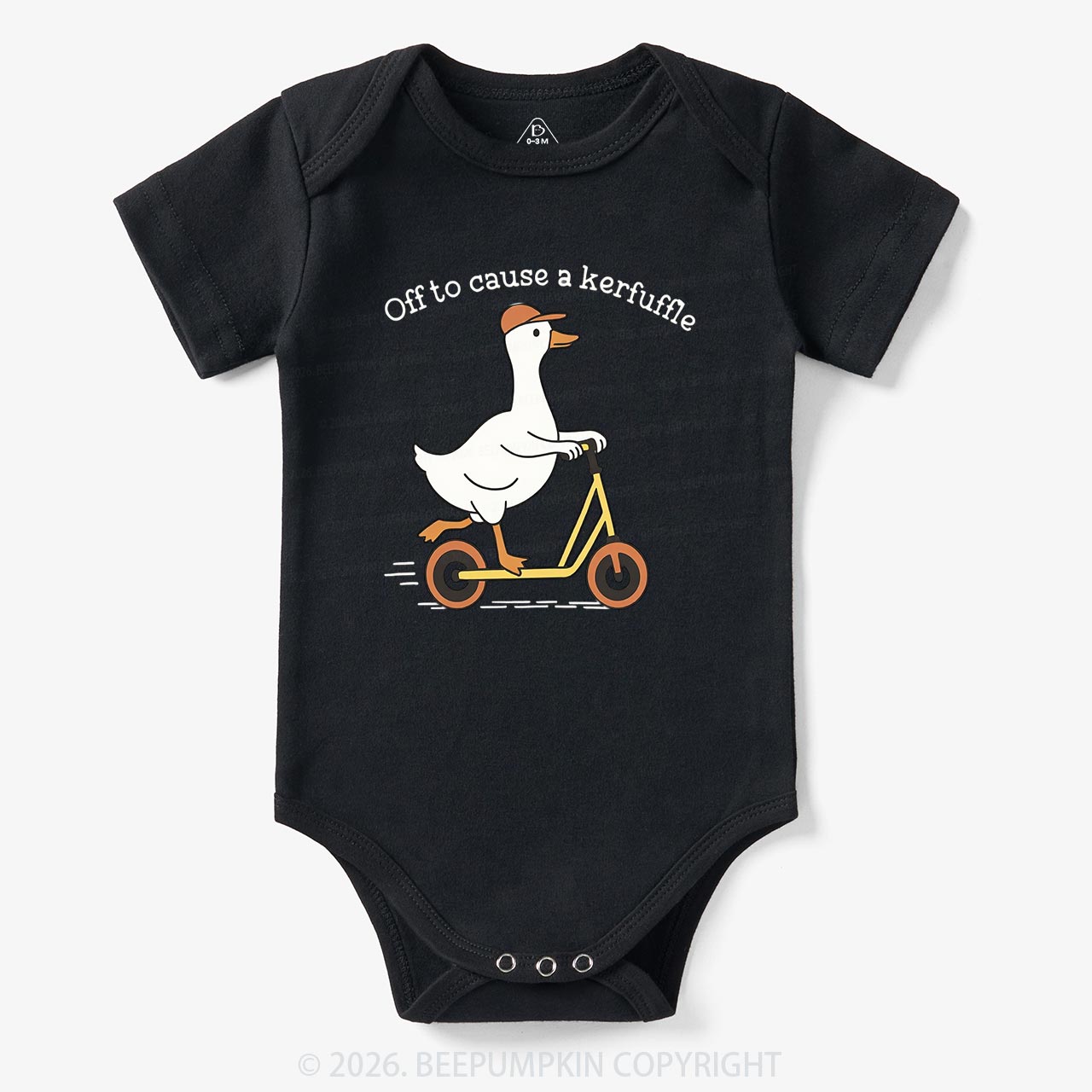 Off To Cause A Kerfuffle Silly Duck Animal Baby Bodysuit