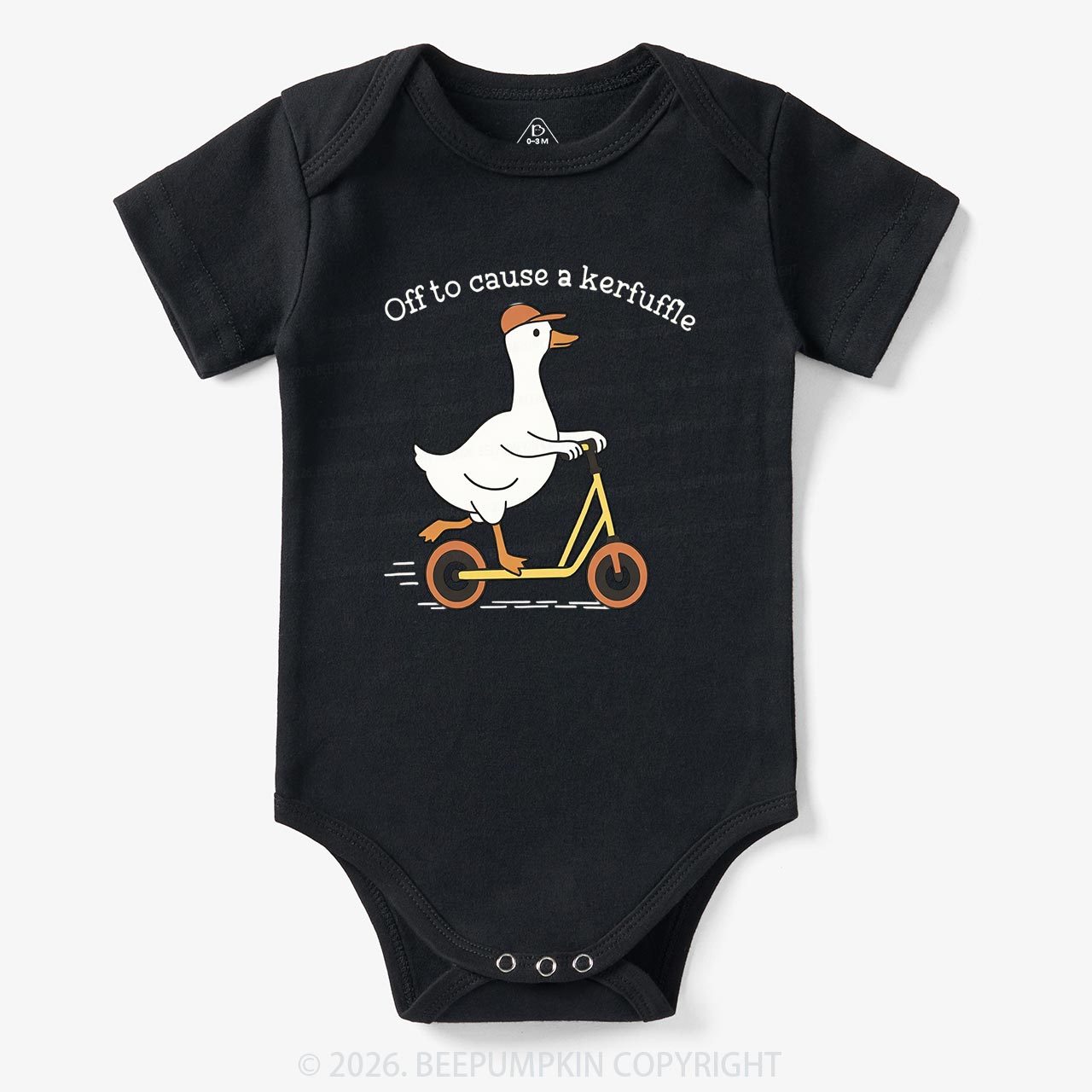 Off To Cause A Kerfuffle Silly Duck Animal Baby Bodysuit