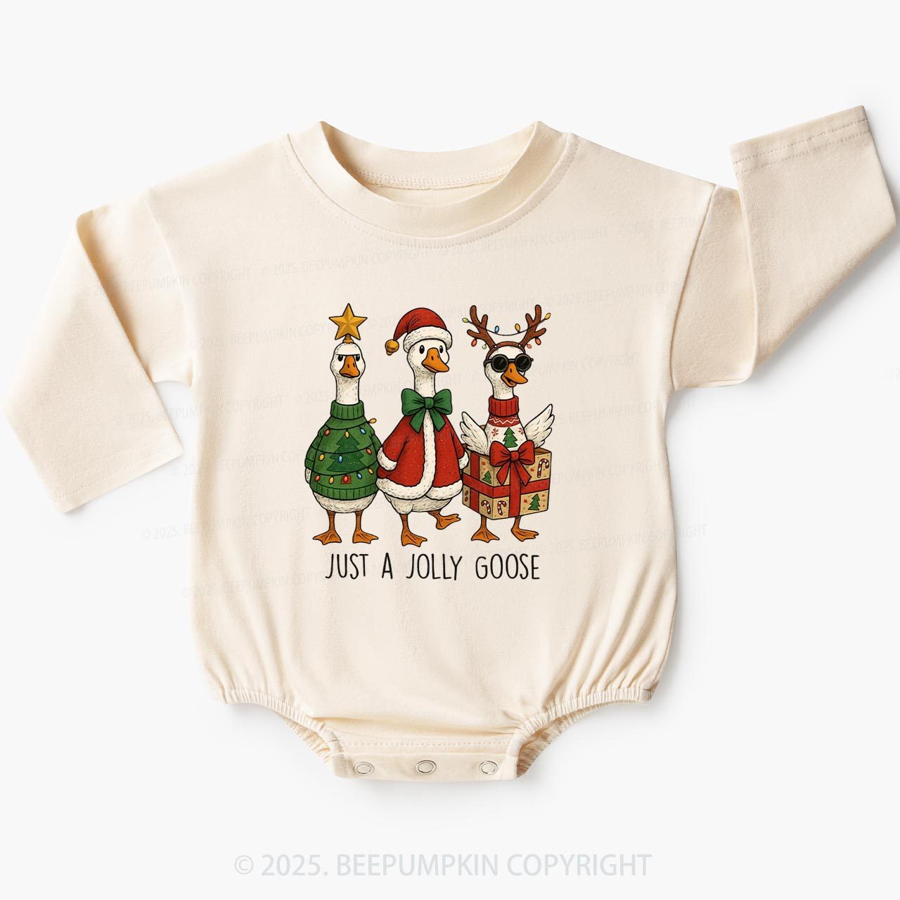 Silly Goose Girly Christmas Baby Bubble Romper Beepumpkin