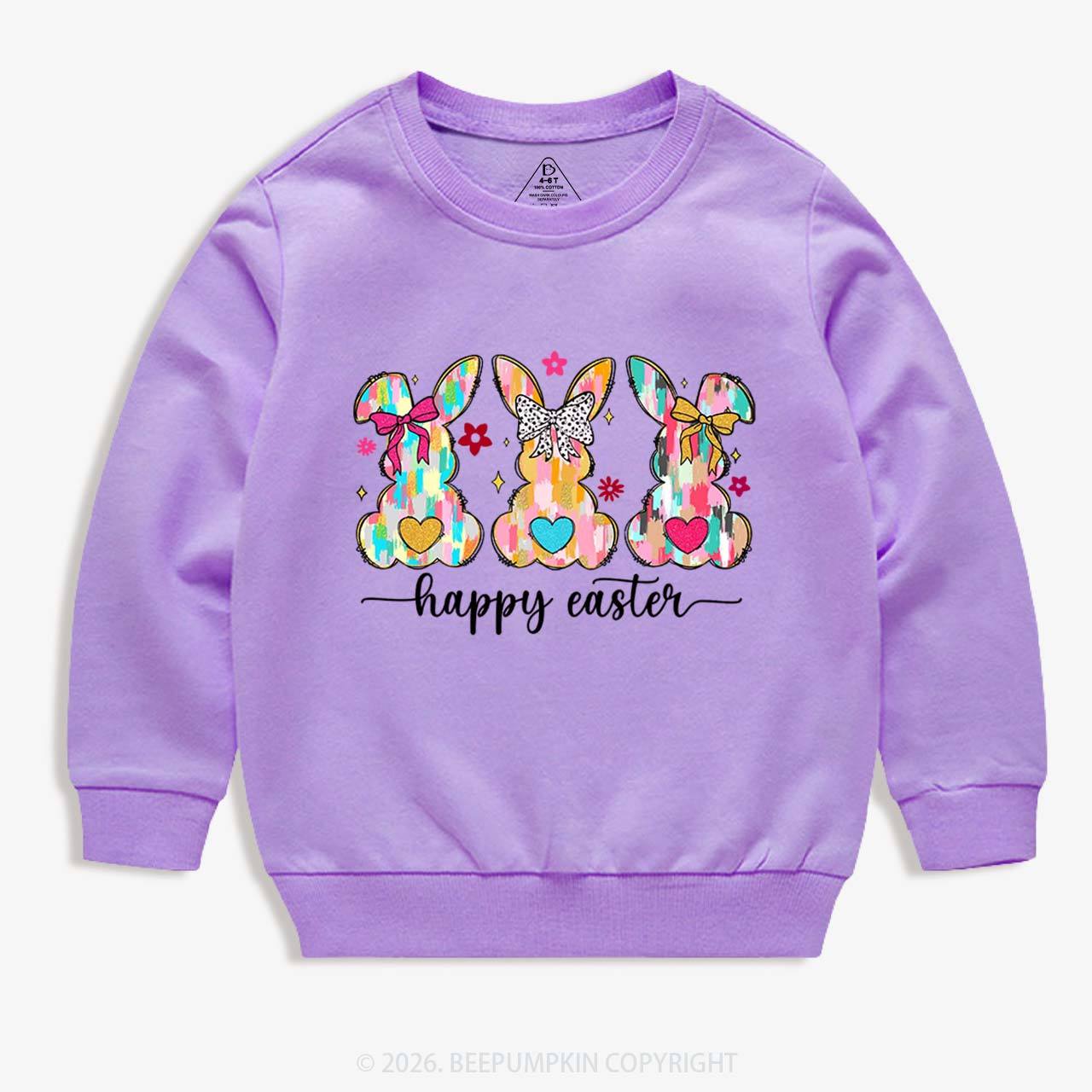 Pastel Brush Happy Bunnies Kid's Sweatshirt