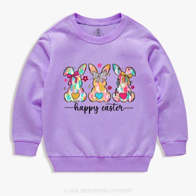 Pastel Brush Happy Bunnies Kid's Sweatshirt