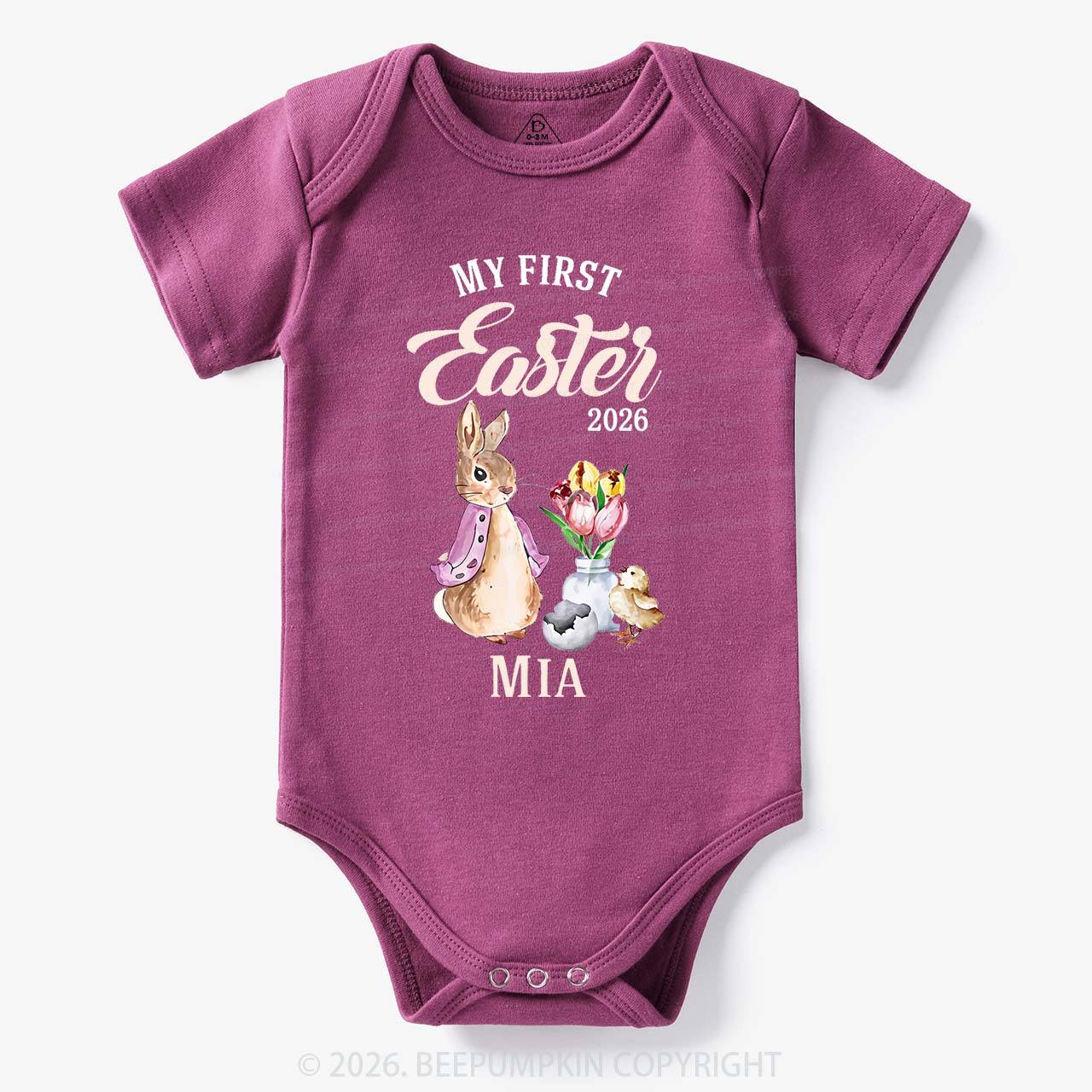 Personalized Little Pink Bunny’s First Easter Baby Bodysuit