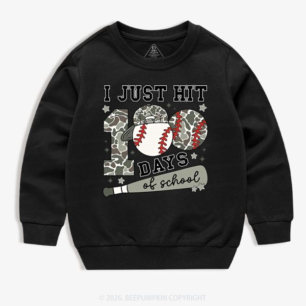 I Just Hit 100 Days Baseball School Toddler&Kid's Sweatshirt