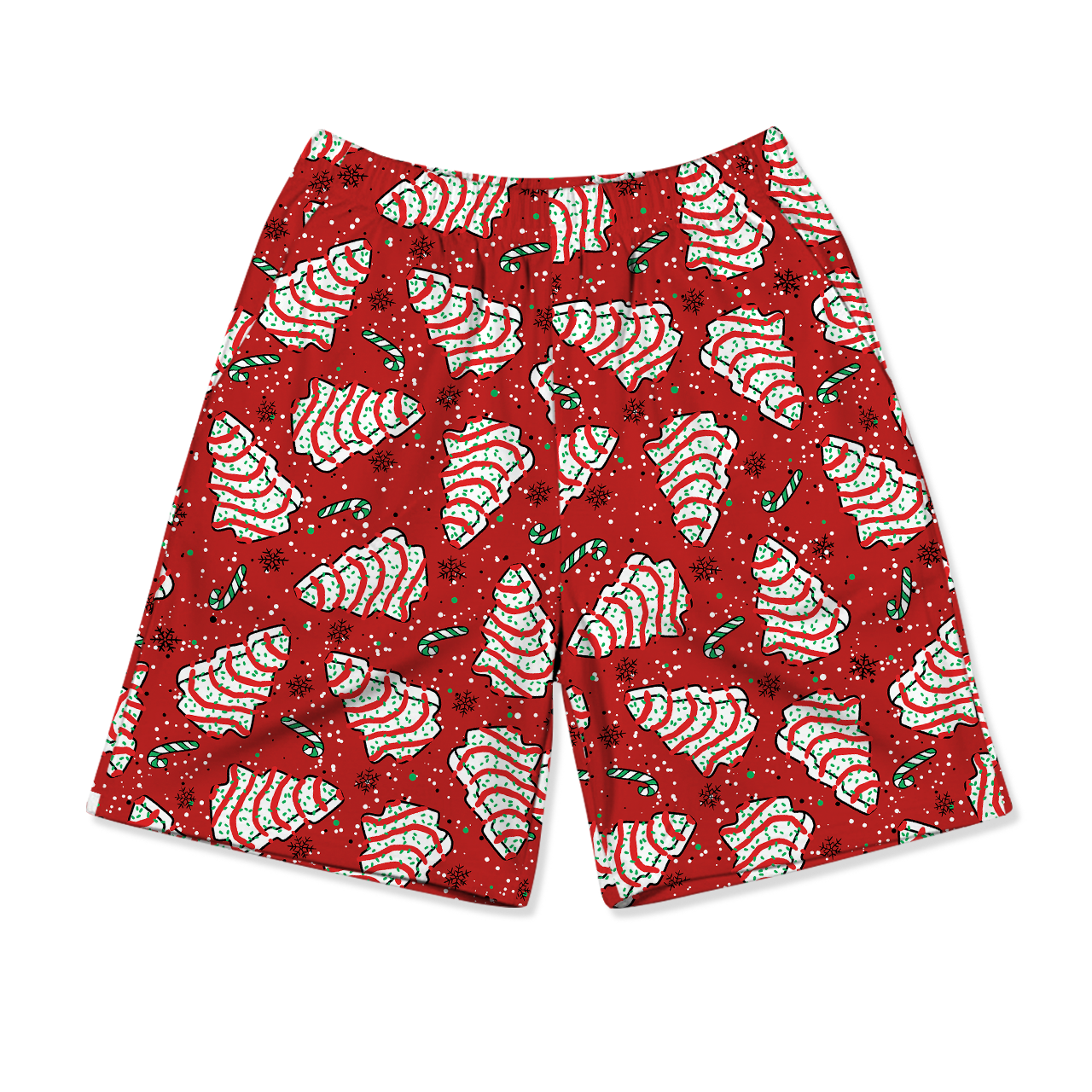 Red Christmas Tree Cakes All-Over Print Short Family Matching Pajama Sets