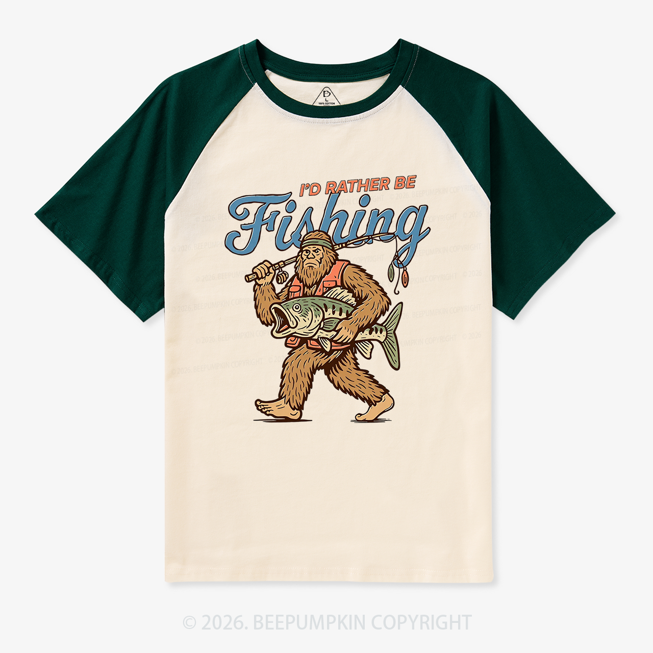 I'd Rather Be Fishing Retro Raglan T-Shirt