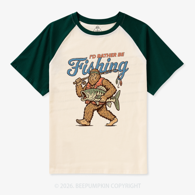 I'd Rather Be Fishing Retro Raglan T-Shirt