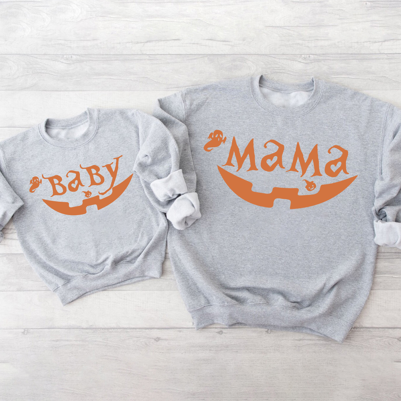 Personalized Pumpkin Face Halloween Family Matching Sweatshirts