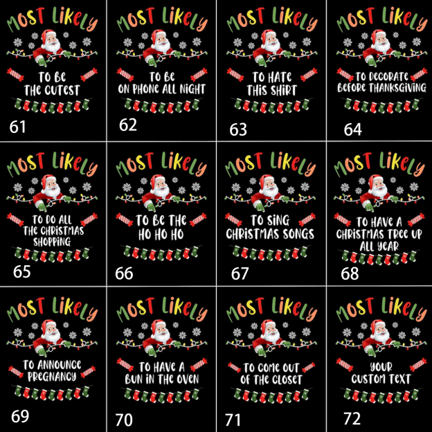 Customizable Holiday Apparel Most Likely To Family Matching Tees Beepumpkin