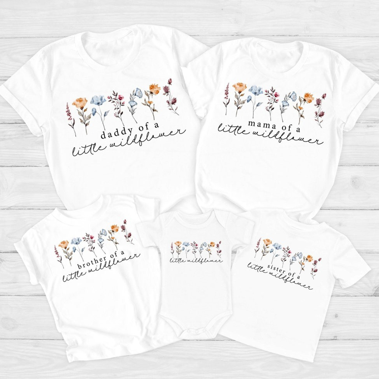 Boho Wildflower Birthday Family Matching Tees Beepumpkin