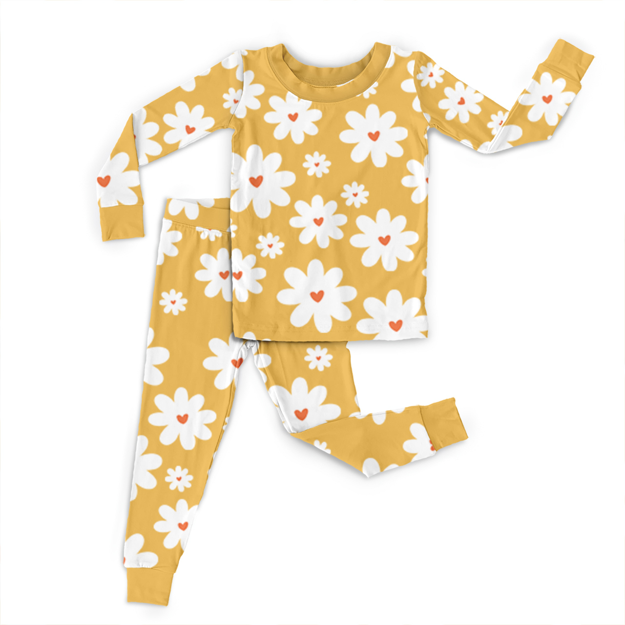 Sunny Daisy Two-Piece Pajama Set For Kids