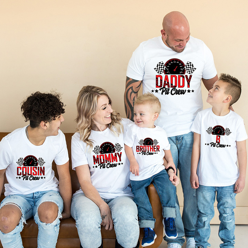 Personalized Family Pit Crew Race Car Matching Birthday Tees
