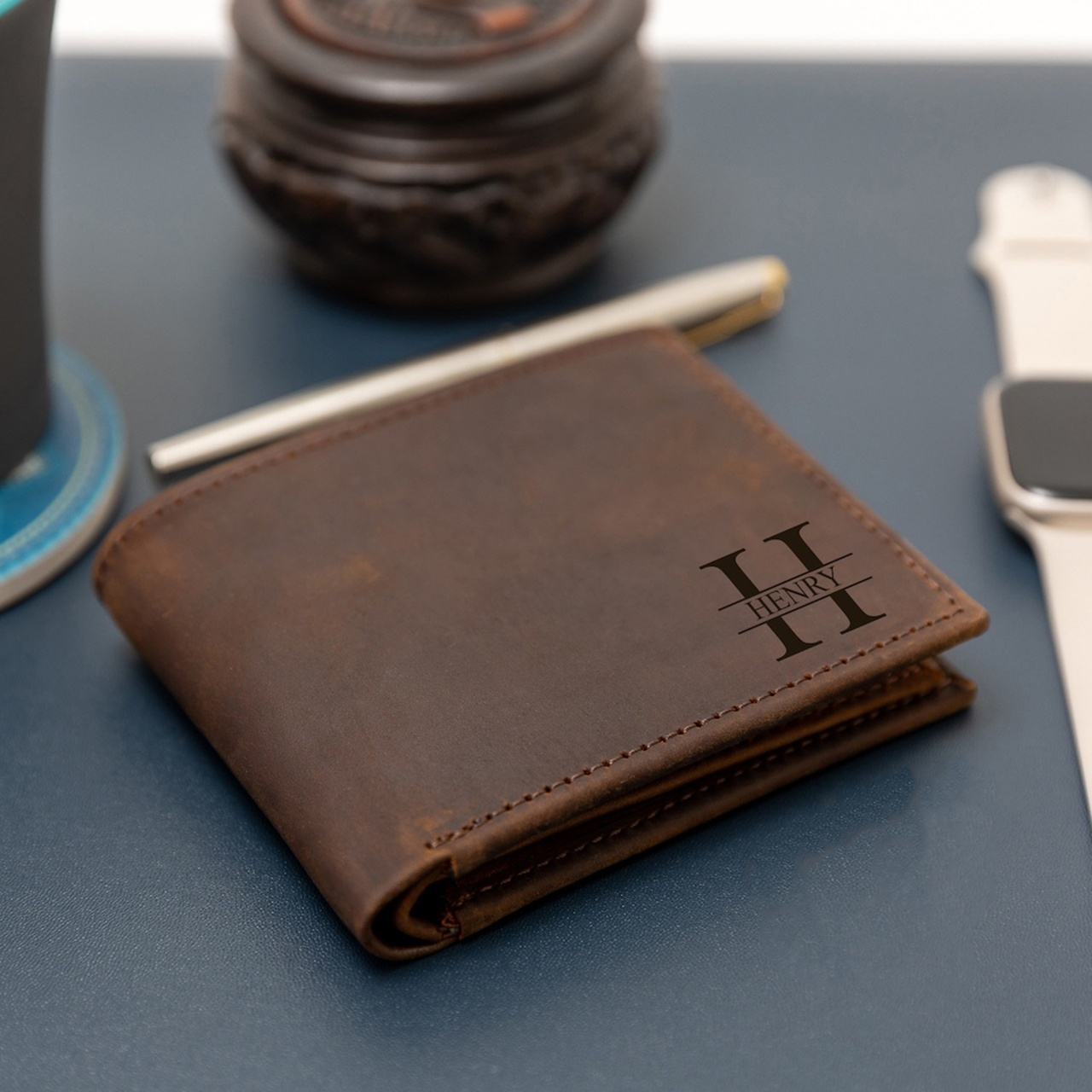 Personalized Leather Wallet Gift For Him SaleBeepumpkin™