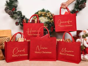 Image of Personalized Red Christmas Gift Bags Beepumpkin