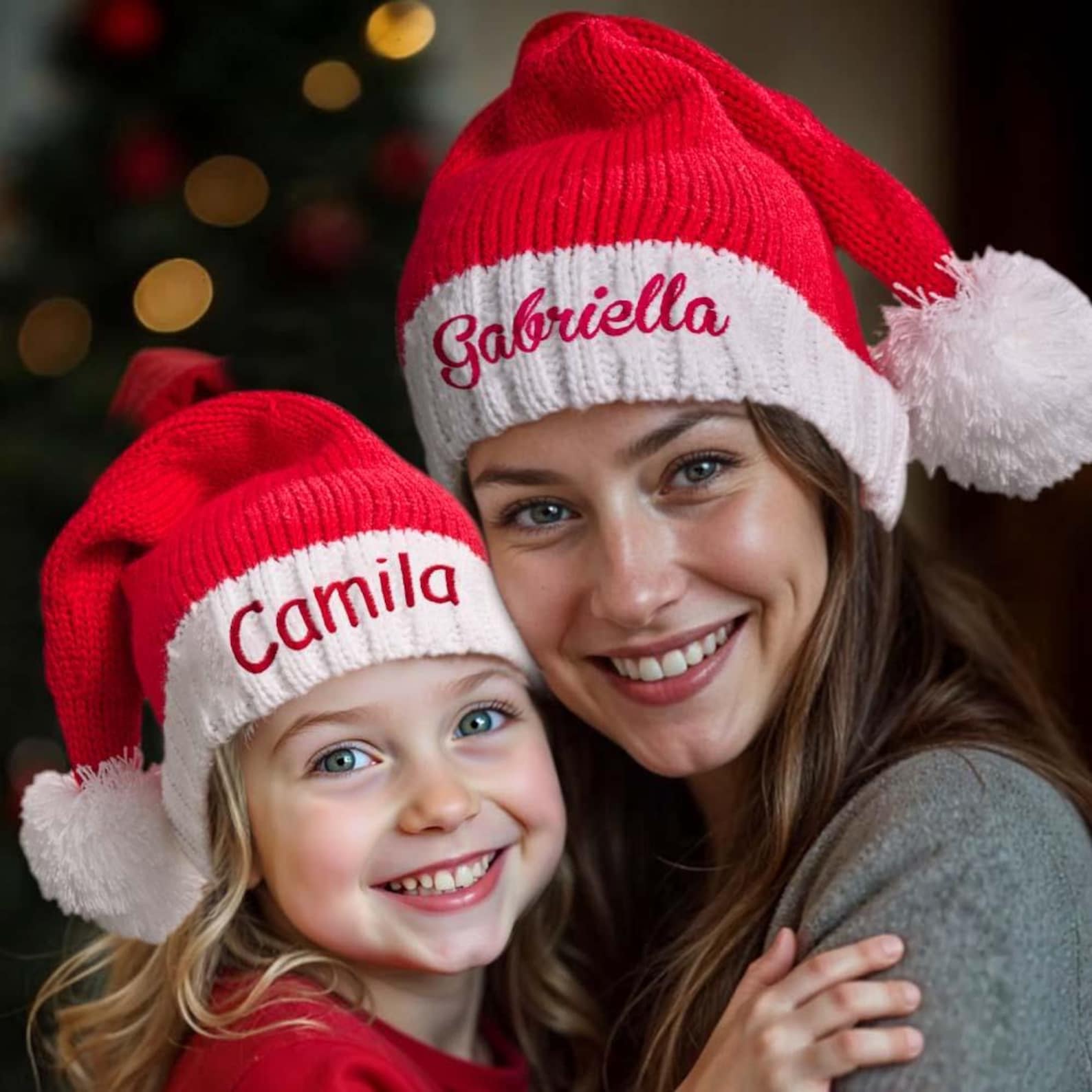 Embroidered Personalized Matching Christmas Hats