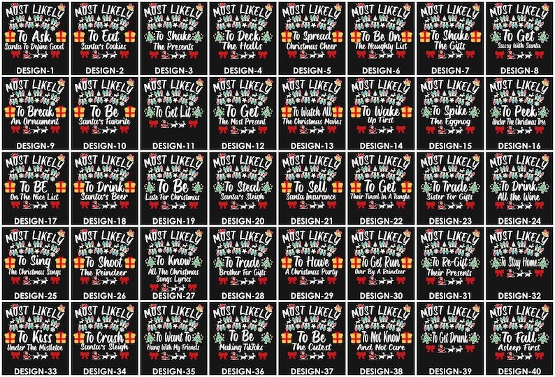 Personalized 200 Most Likely Christmas Family Matching T-Shirts Beepumpkin