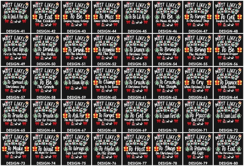 Personalized 200 Most Likely Christmas Family Matching T-Shirts Beepumpkin