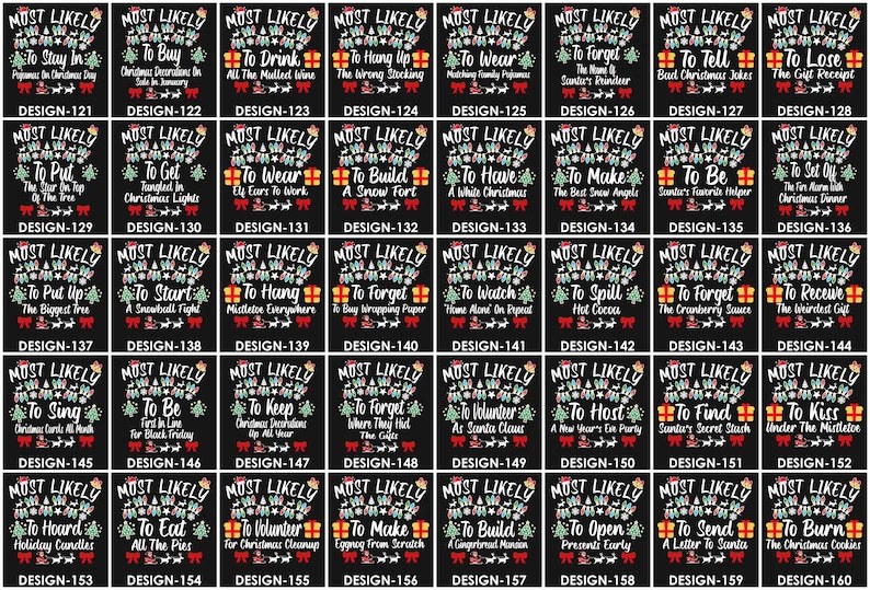 Personalized 200 Most Likely Christmas Family Matching T-Shirts Beepumpkin