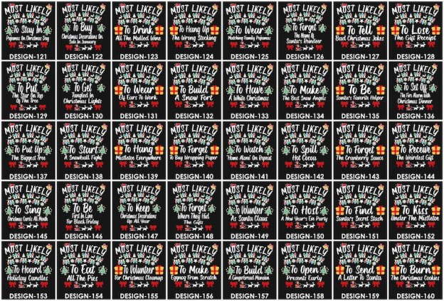 Personalized 200 Most Likely Christmas Family Matching T-Shirts Beepumpkin