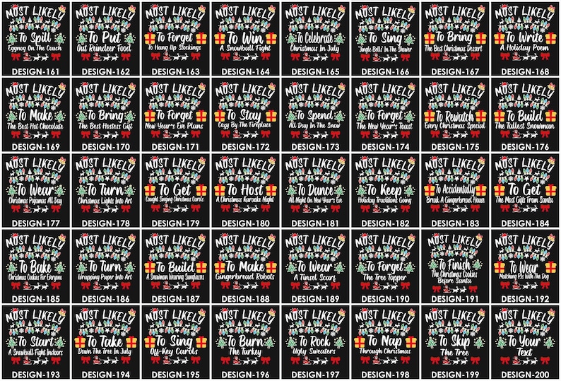 Personalized 200 Most Likely Christmas Family Matching T-Shirts Beepumpkin