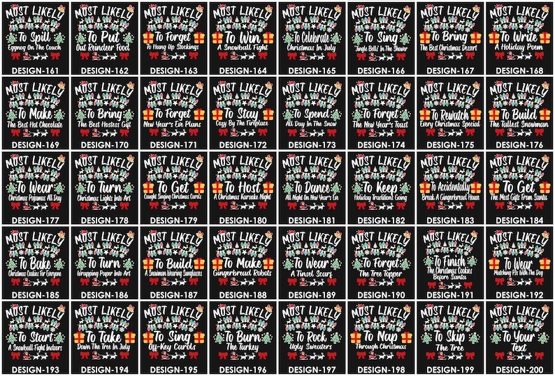 Personalized 200 Most Likely Christmas Family Matching T-Shirts Beepumpkin