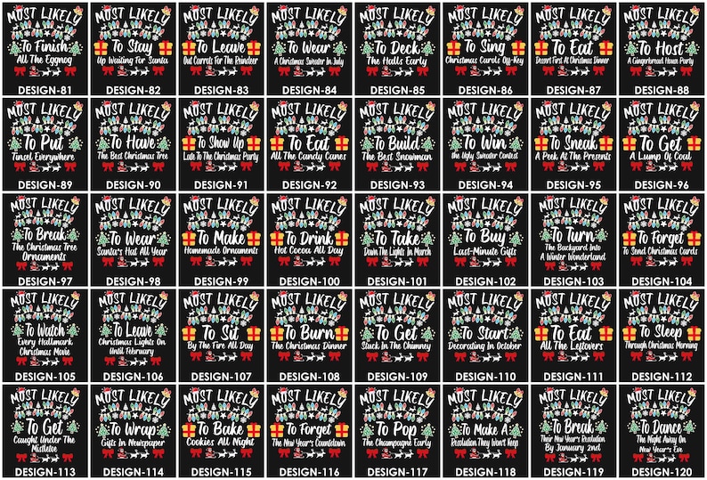 Personalized 200 Most Likely Christmas Family Matching T-Shirts Beepumpkin