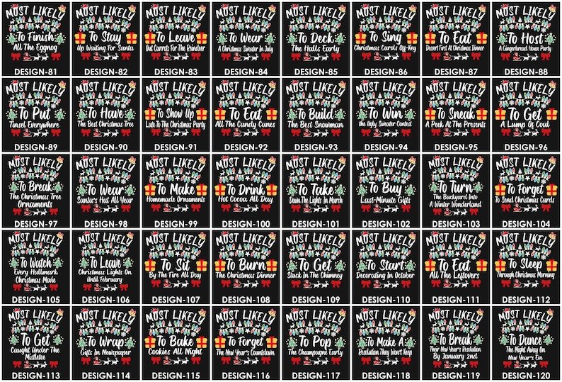 Personalized 200 Most Likely Christmas Family Matching T-Shirts Beepumpkin