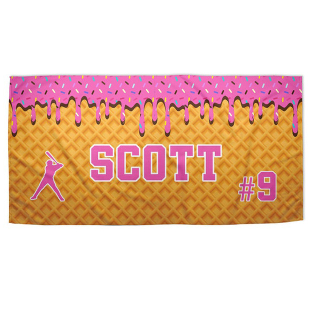 Personalized Ice Cream Drip Baseball Beach Blanket