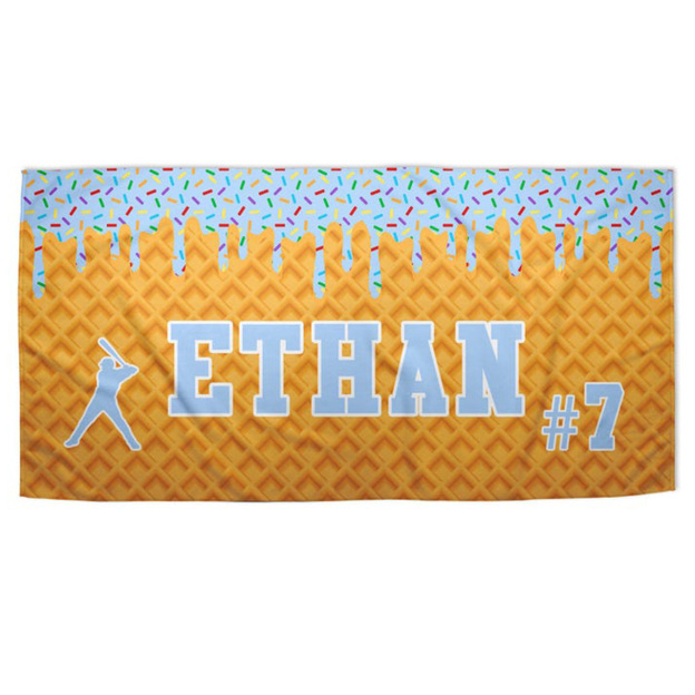 Personalized Ice Cream Drip Baseball Beach Blanket