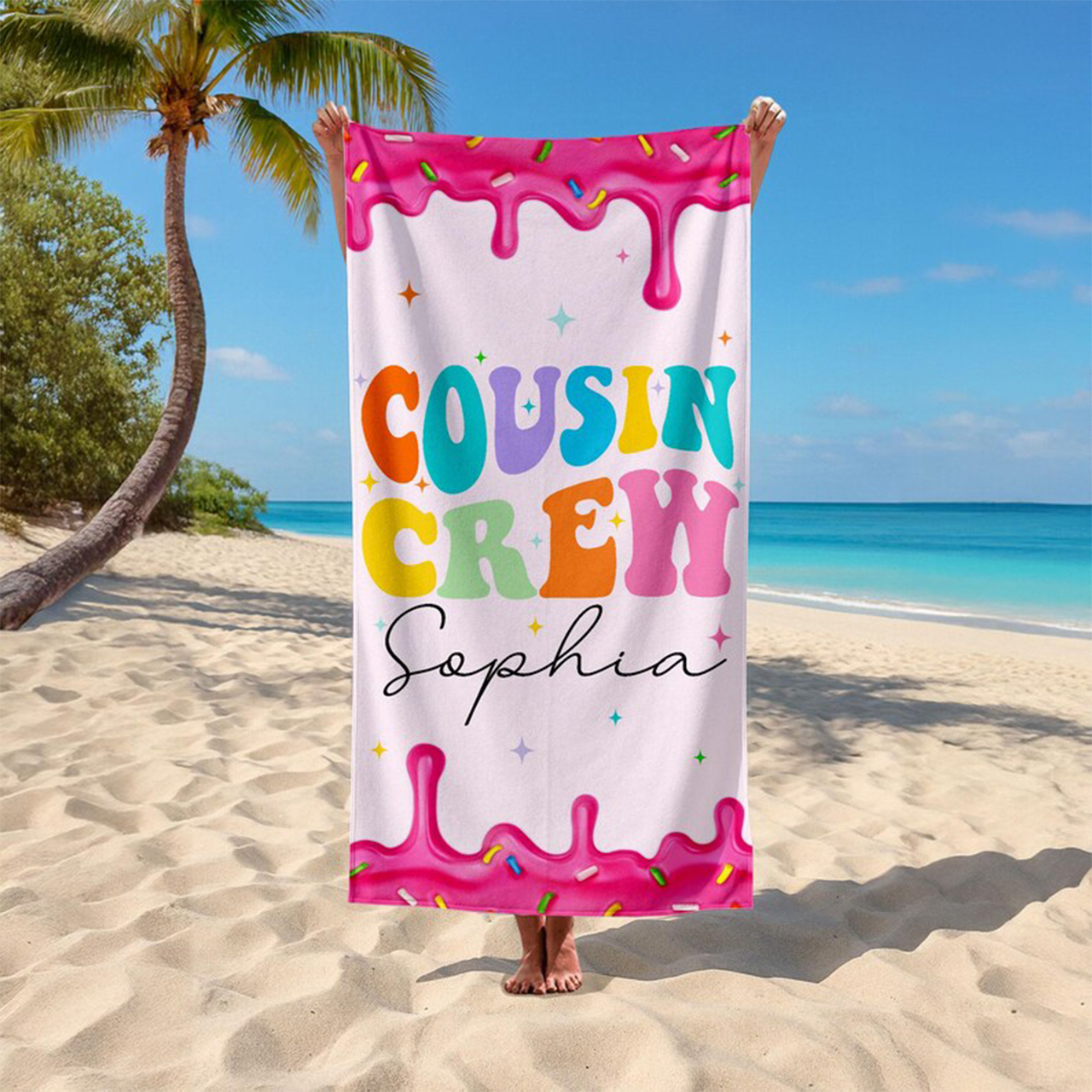 Personalized Summer Cousin Name Beach Towel