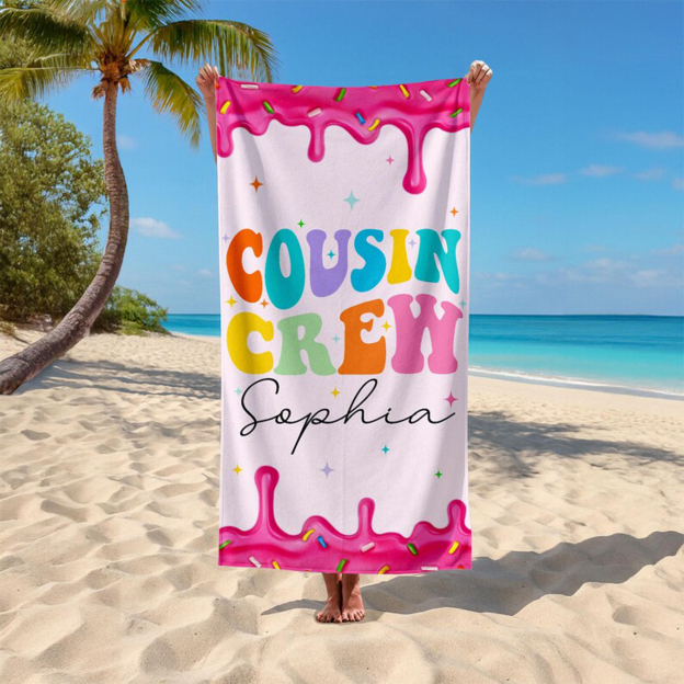 Personalized Summer Cousin Name Beach Towel