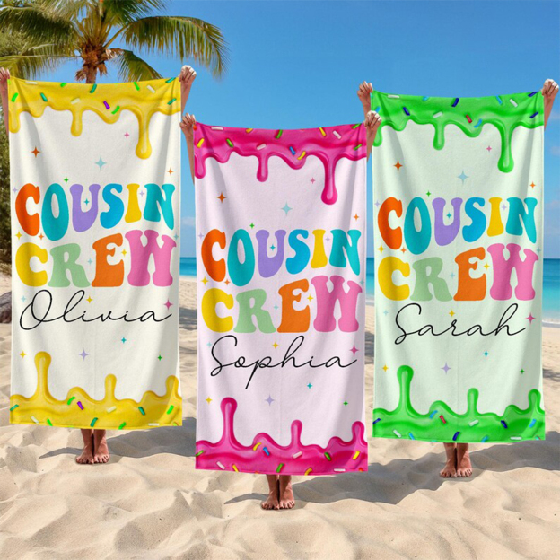 Personalized Summer Cousin Name Beach Towel