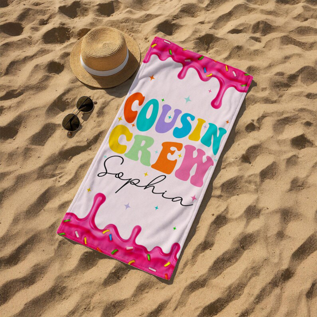 Personalized Summer Cousin Name Beach Towel