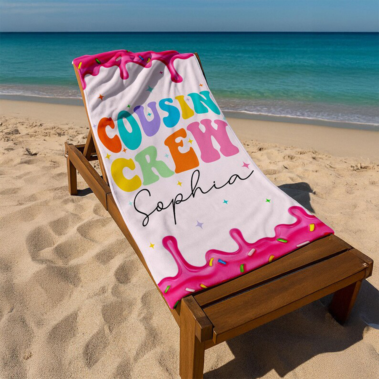 Personalized Summer Cousin Name Beach Towel