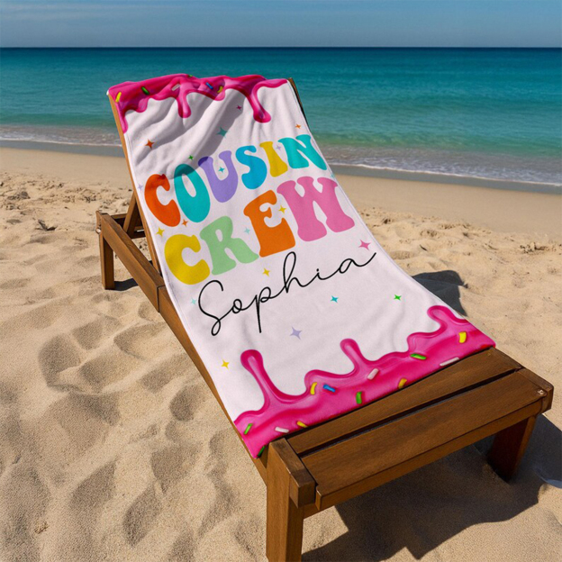 Personalized Summer Cousin Name Beach Towel