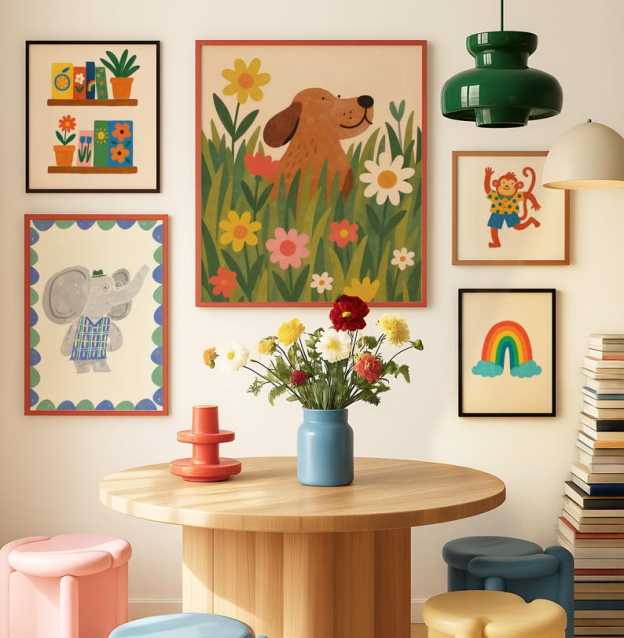 48 Prints Whimsical Animal Modern Room Digital Nursery Wall Art