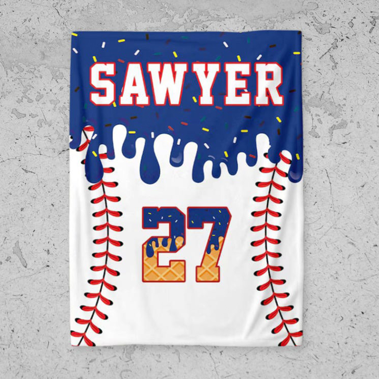 Personalized Ice Cream Baseball Blanket