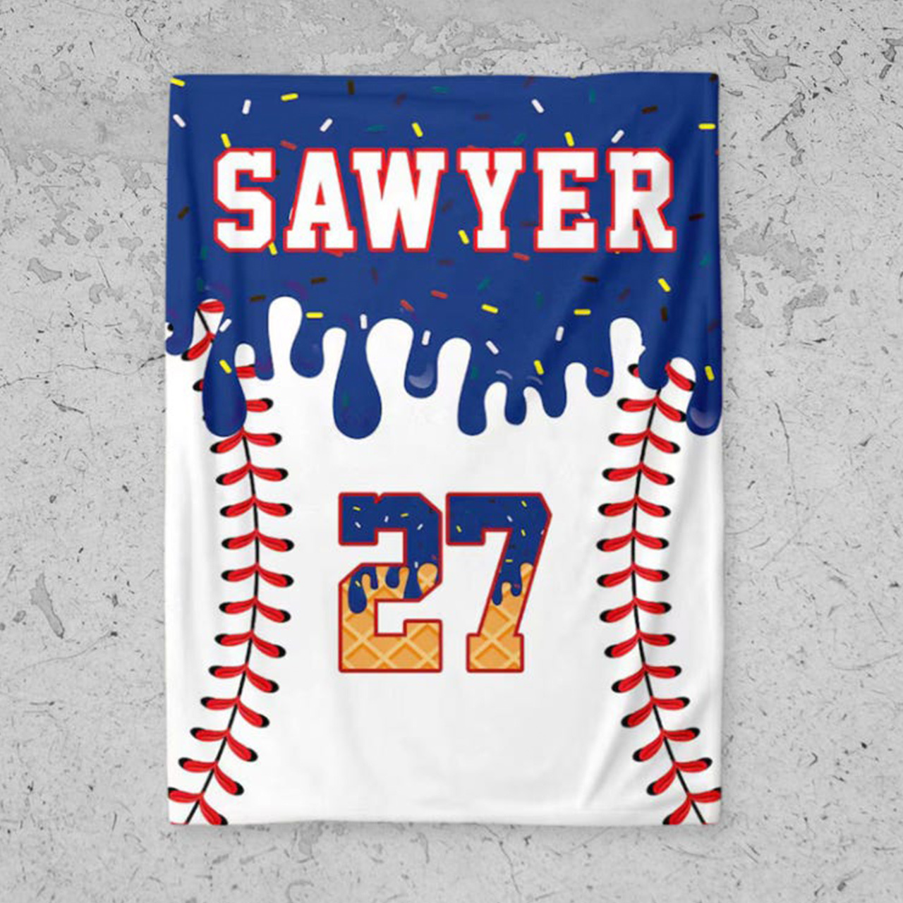 Personalized Ice Cream Baseball Blanket