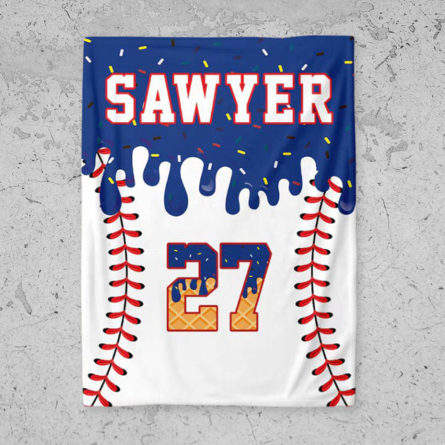 Personalized Ice Cream Baseball Blanket