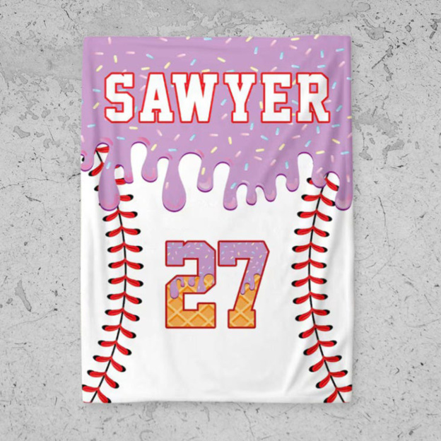 Personalized Ice Cream Baseball Blanket