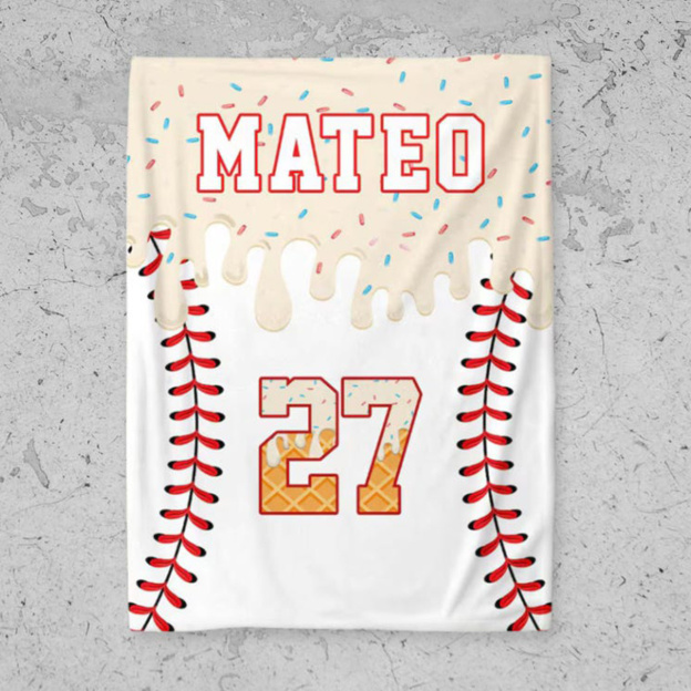 Personalized Ice Cream Baseball Blanket