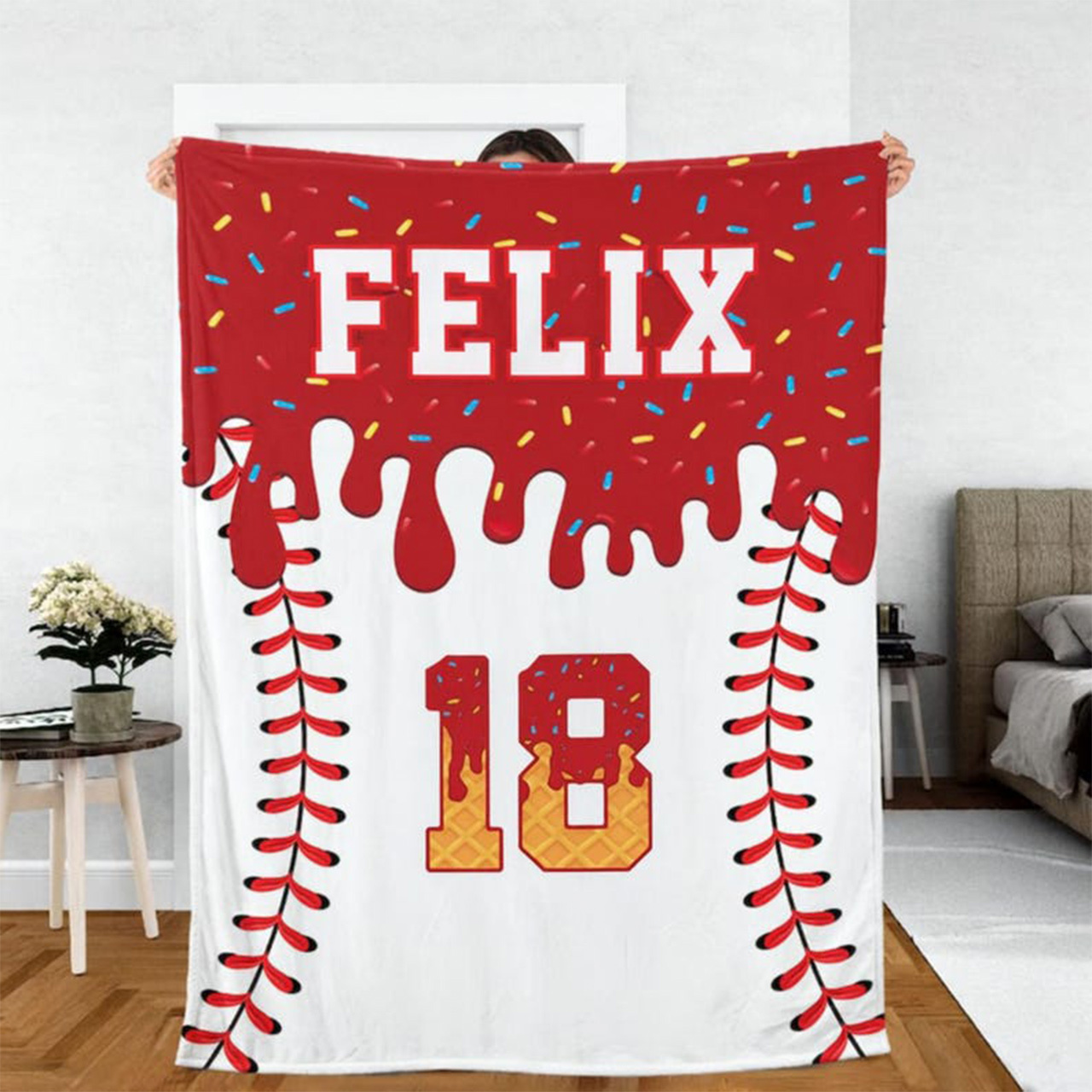 Personalized Ice Cream Baseball Blanket