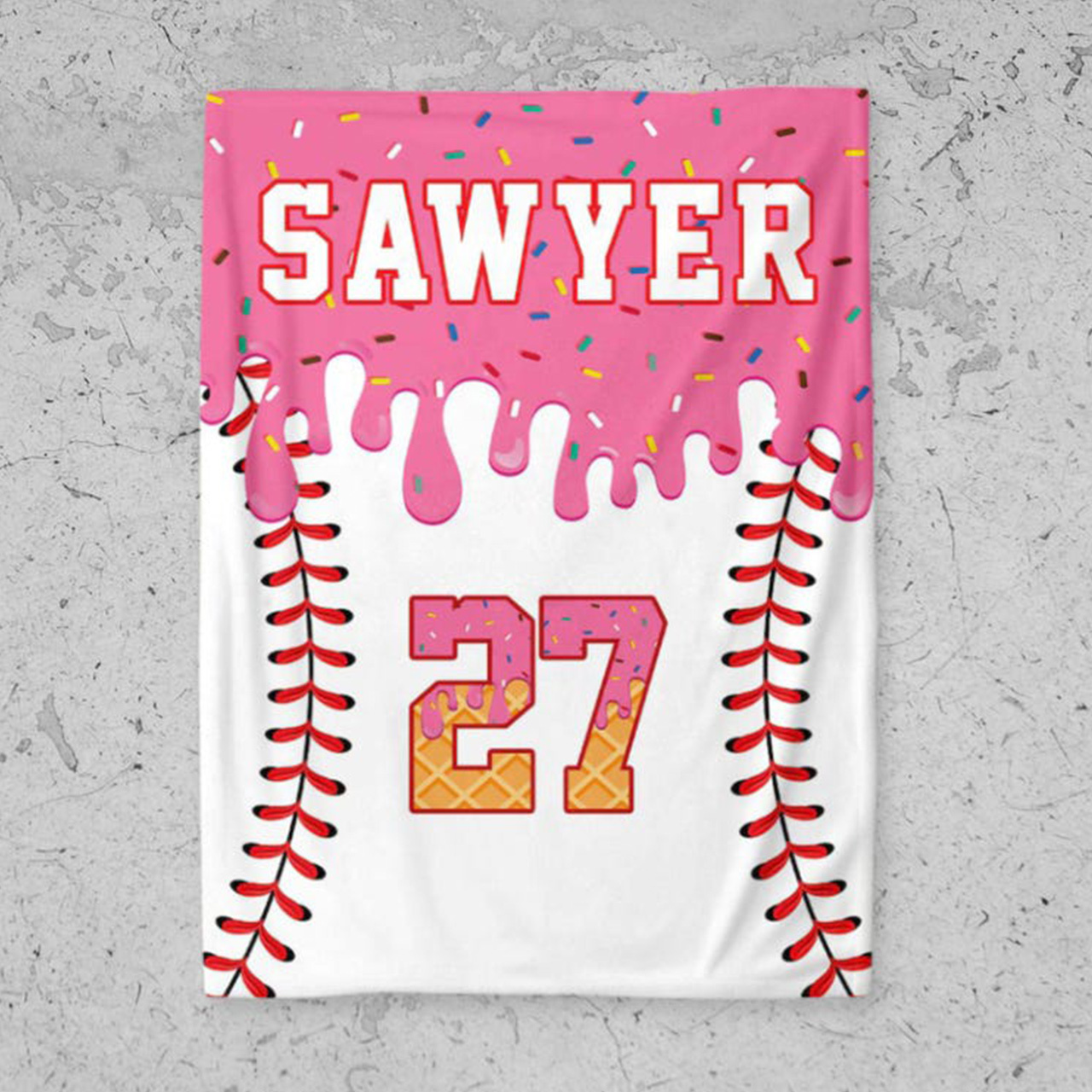 Personalized Ice Cream Baseball Blanket