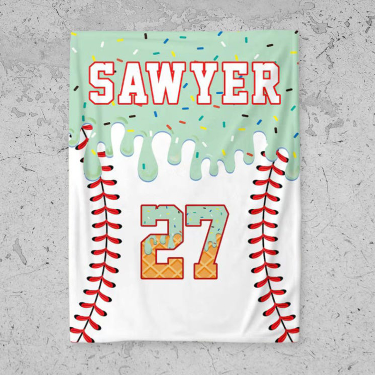 Personalized Ice Cream Baseball Blanket