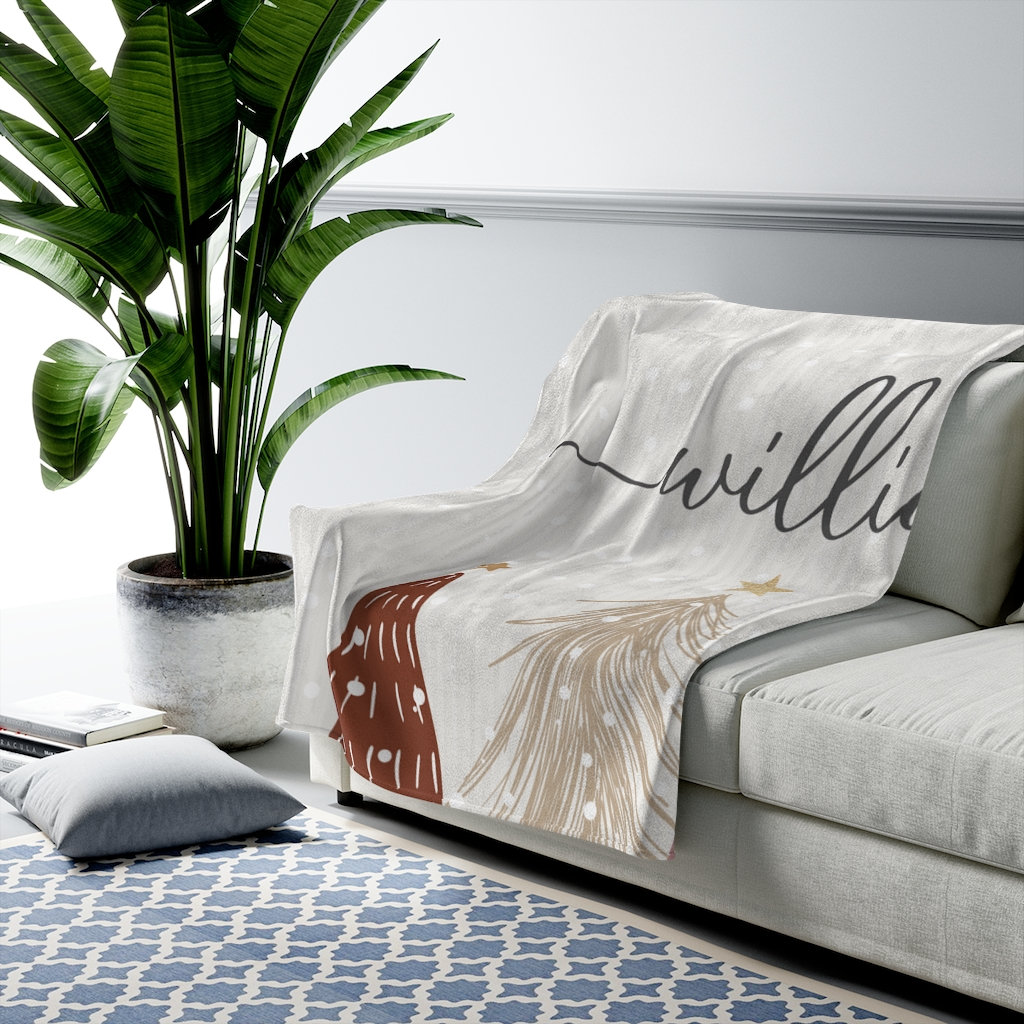 Custom Name Christmas Tree Cream Blanket  Beepumpkin