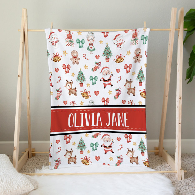 Personalized Baby's First Christmas Blanket Beepumpkin